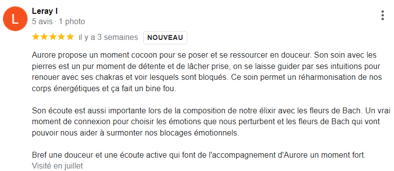 Témoignage de cliente satisfaite après un accompagnement en transformation professionnelle.