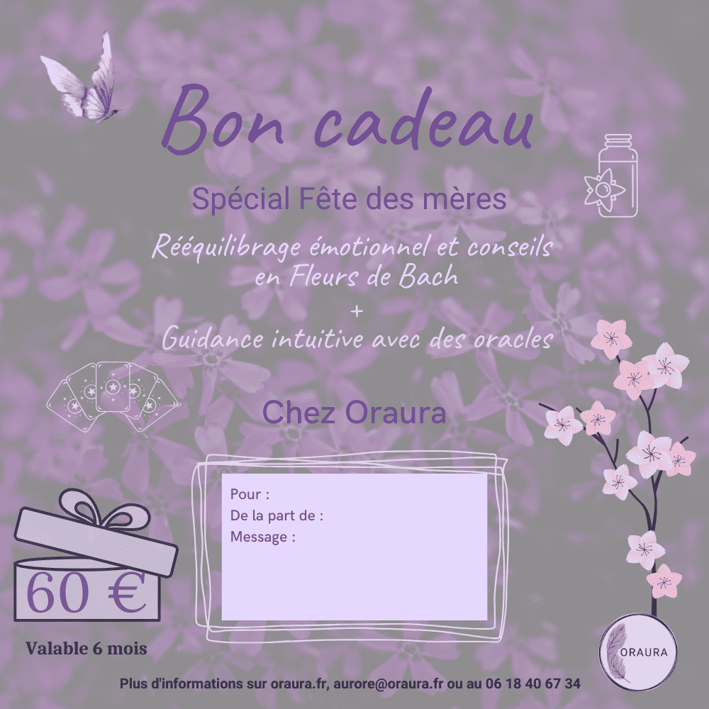 Bon cadeau Fête des Mères – séance de rééquilibrage émotionnel et lecture d’oracles