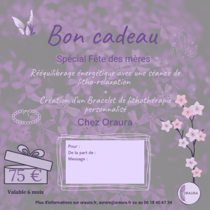 Bon cadeau Fête des Mères – Rééquilibrage énergétique + bracelet personnalisé